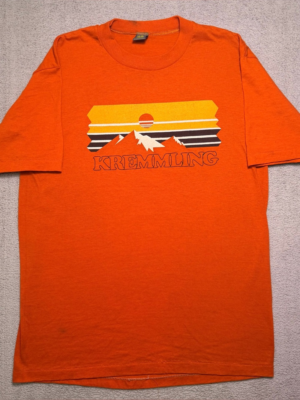 Vtg 80s Kremling Colorado T Shirt Mens L Orange Single Stitch USA Made Jerzees